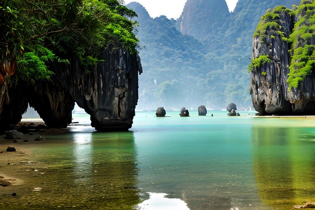 Beautiful nature of Thailand James Bond island reflection