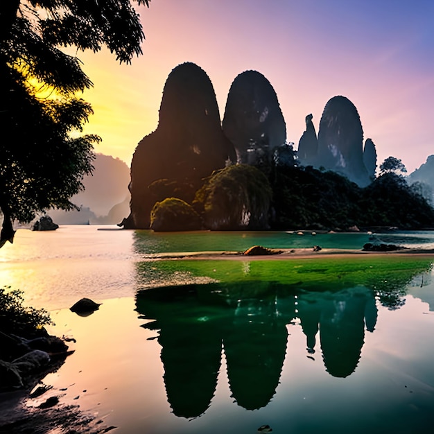 Beautiful nature of Thailand James Bond island reflection