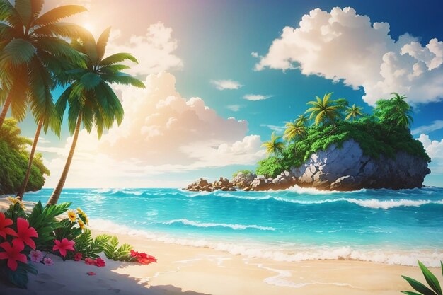 Premium AI Image | Beautiful nature tropical beach