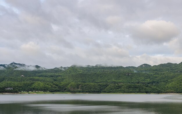 Beautiful nature view of Srinakarin dam after raining in Kanchanaburi, Thailand