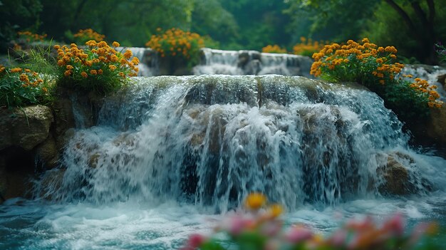 Foto una bellissima scena di cascata naturale