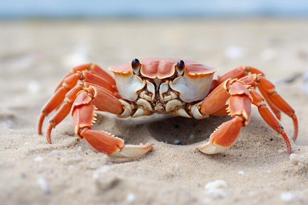 Beautiful nature of wildlife closeup of wind crab ghost crab or ocypode on the sand in summer