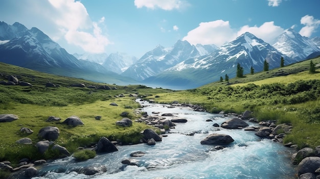 beautiful nature with mountains photo realistic AI generative