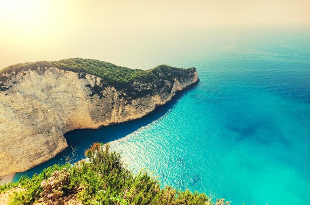 그리스 자킨토스 섬의 아름다운 나바지오 해변