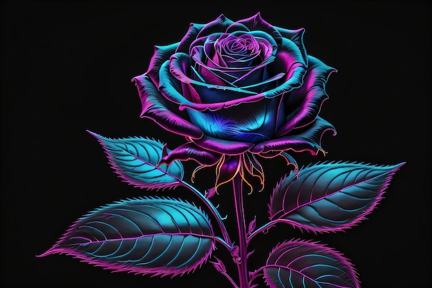 красивый неоновый цветок розы