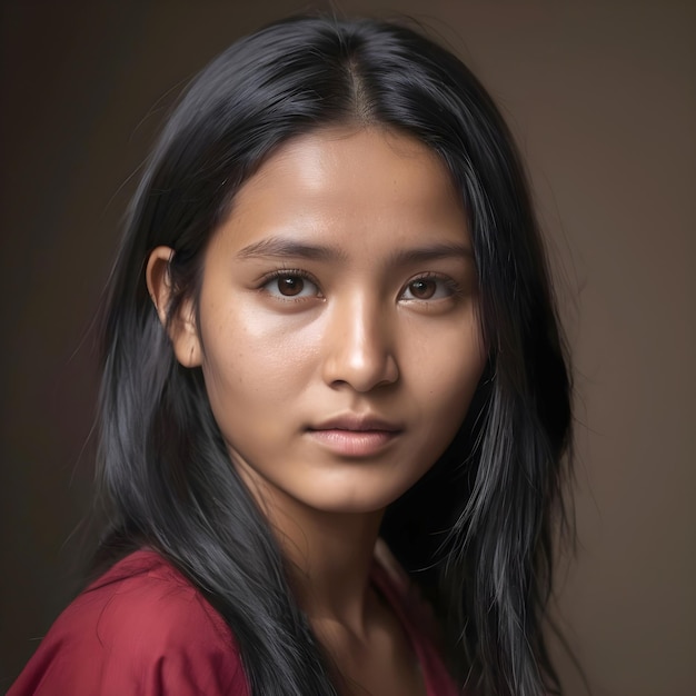 Foto bella ragazza nepalese che guarda la telecamera