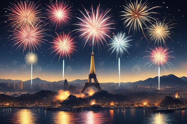 Foto bellissimi fuochi d'artificio di capodanno