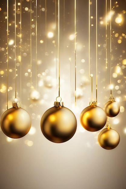 Photo beautiful new year widescreen blurred background with golden balls and christmas lights
