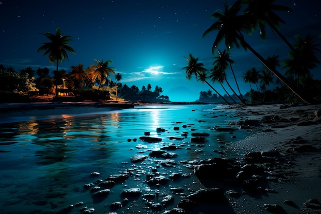 Photo beautiful night landscape of the beach