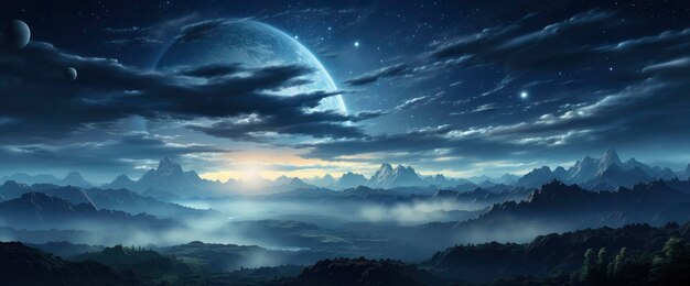 Красивое ночное небо Звезда Космический коллаж Фонный баннер HD