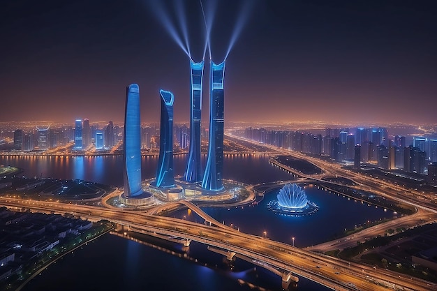 Beautiful Night View of the City in Tianjin China