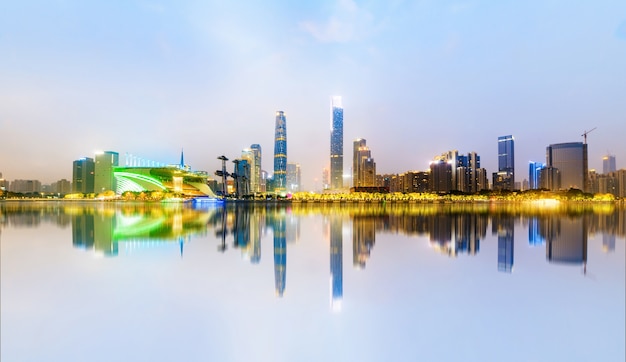 Beautiful night view of Guangzhou city skyline