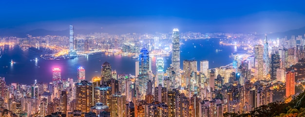 Photo beautiful night view of hong kong