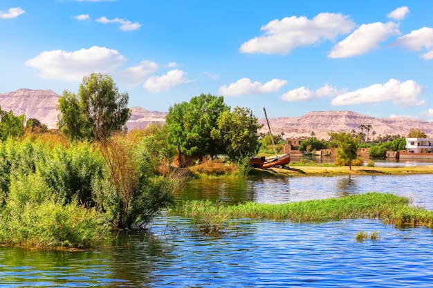 Beautiful Nile riverbank near Luxor Upper Egypt