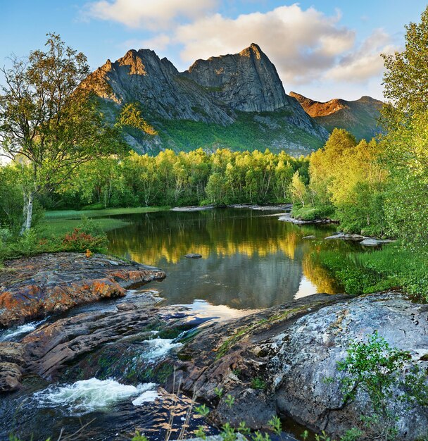 Photo beautiful nordland norway landscape photo in nordland close to the city of bodo norway