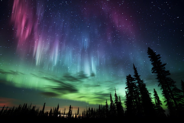 Beautiful northern lights in the night sky