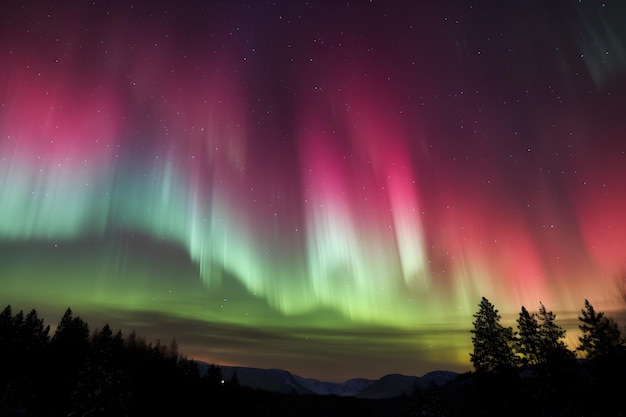 Beautiful northern lights in the night sky