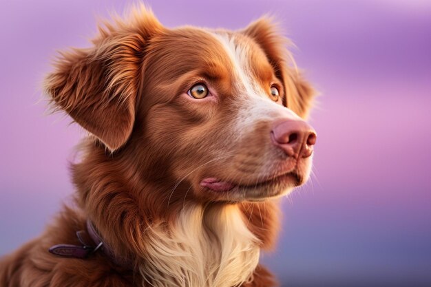 紫色の背景犬生成 AI に分離された美しいノバ スコシア アヒル トーリング レトリーバー犬
