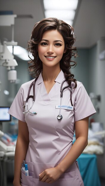 Beautiful nurse smiling in an operation room