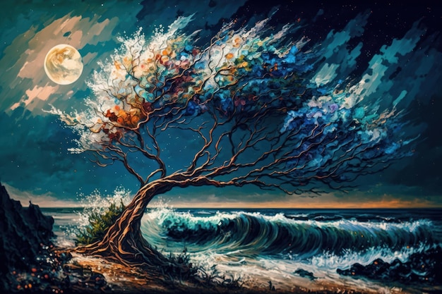 Beautiful ocean landscape Beautiful illustration picture Generative AI