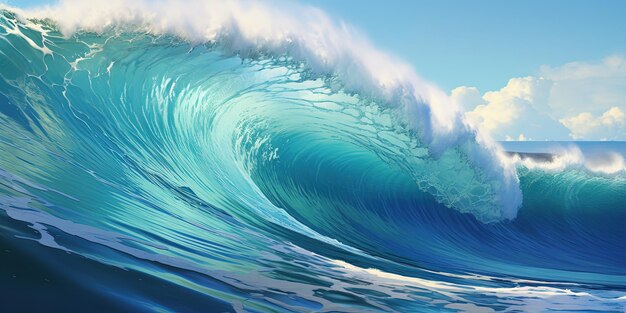 Photo a beautiful ocean wave forming a tube summer tropical resort incoming wave