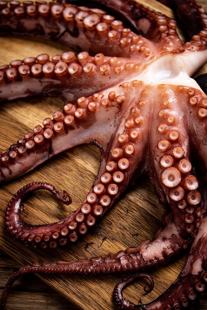 Beautiful octopus on a cutting board