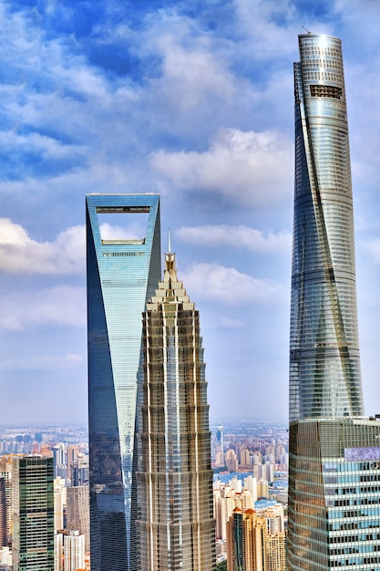 Beautiful and office skyscrapers, city building of Pudong, Shanghai, China.