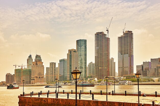 Beautiful office skyscrapers, city building of Pudong, Shanghai, China.