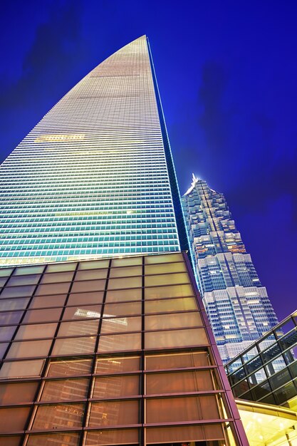 Beautiful and office skyscrapers,night view city building of Pudong, Shanghai