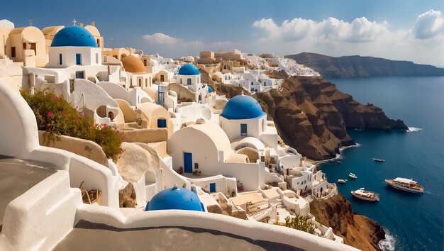 Beautiful Oia town in Greece background