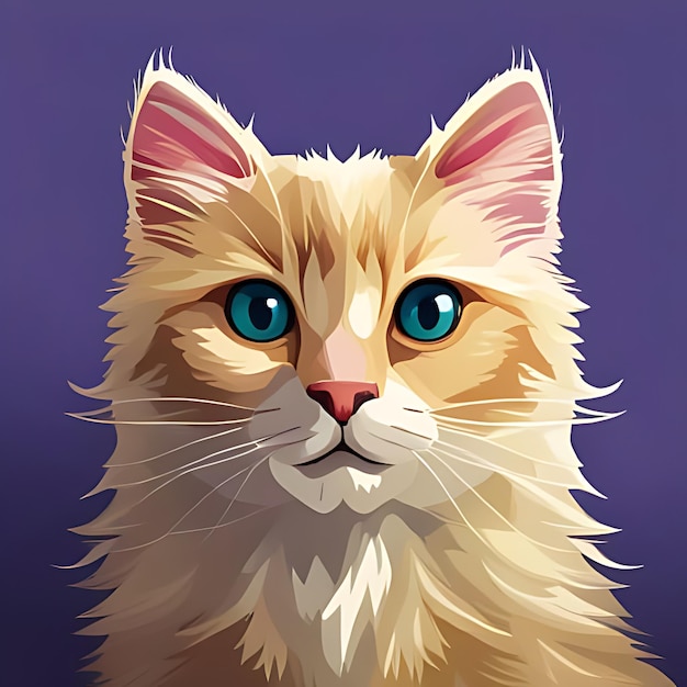 красивая масляная картина кошки с фиолетовым фоном