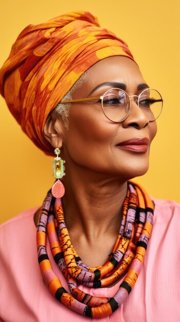 Beautiful old african woman wearing glasses