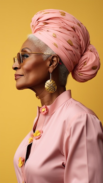 Beautiful old african woman wearing glasses