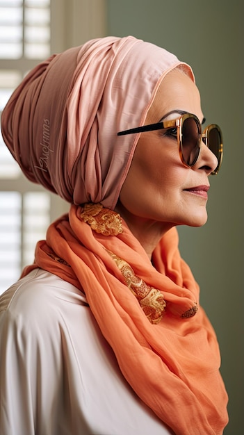Beautiful Old Arab woman wearing glasses
