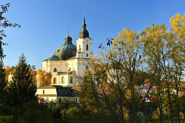 Beautiful old church in Krtiny Czech Republic Names of the Virgin Mary