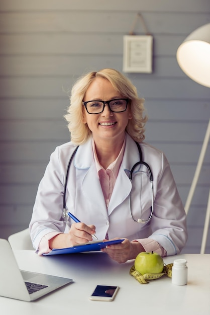 Beautiful old female doctor