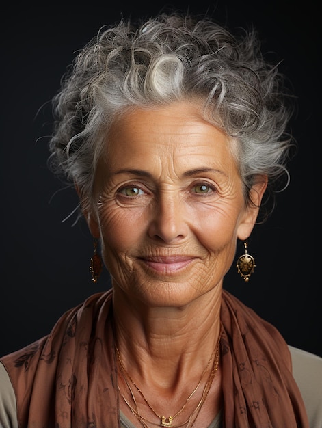 Foto bella vecchia signora incredibile vecchiaia seniorita nonna nonna donna anziana capelli grigi portret carino allegro felice divertimento piuttosto sorridente alla moda