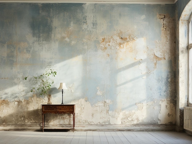 Beautiful old loft close up of the wall light blue vintage wall antique