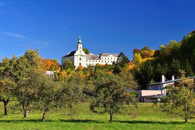 Beautiful old monastery in the autumn landscape Letovice Czech Republic