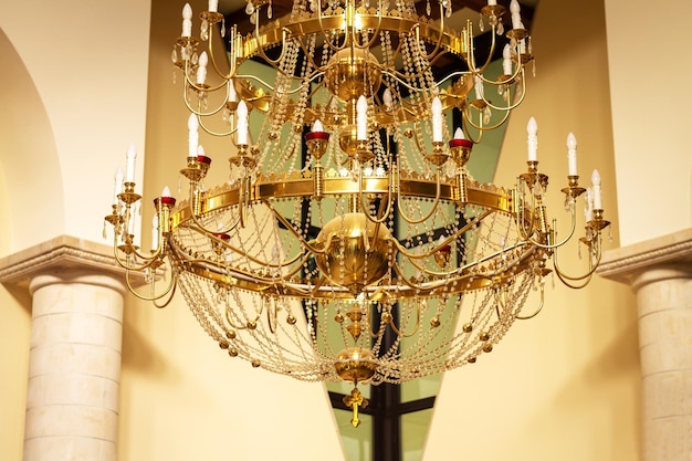 Beautiful old vintage golden church chandelier