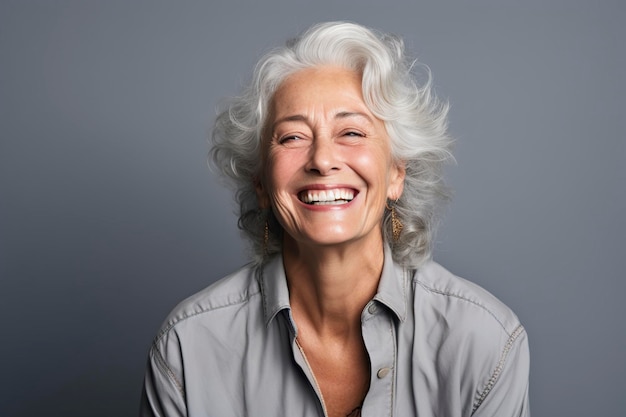 beautiful old woman posing in front of the camera