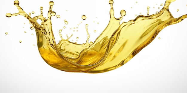 Beautiful olive cooking oil yellow liquid splash isolated on white background