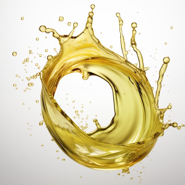 beautiful olive cooking oil yellow liquid splash isolated on white background