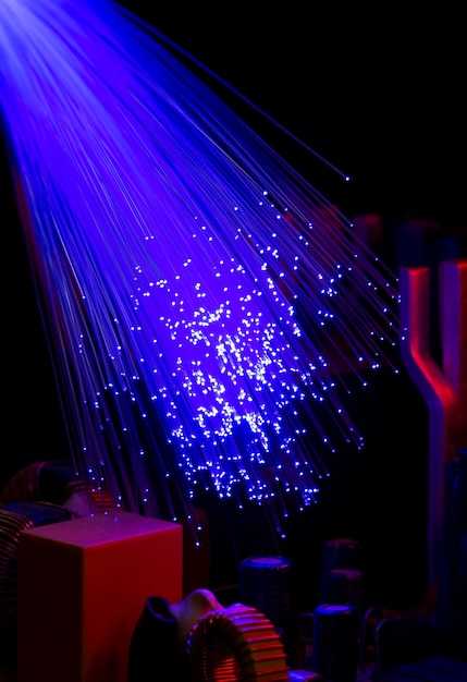 Photo beautiful optical fiber detail