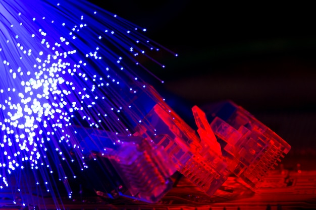 Photo beautiful optical fiber detail