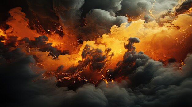 Красивые оранжевые цвета дыма Художественная фотография дыма фона ИИ