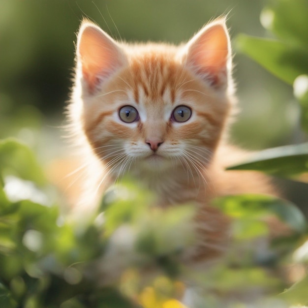 A beautiful Orange kitten in garden