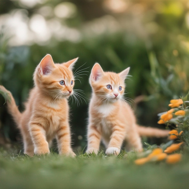 A beautiful Orange kitten in garden