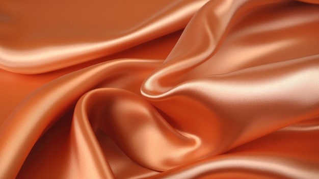 柔らかな光の波が輝く美しいオレンジ色のシルク。