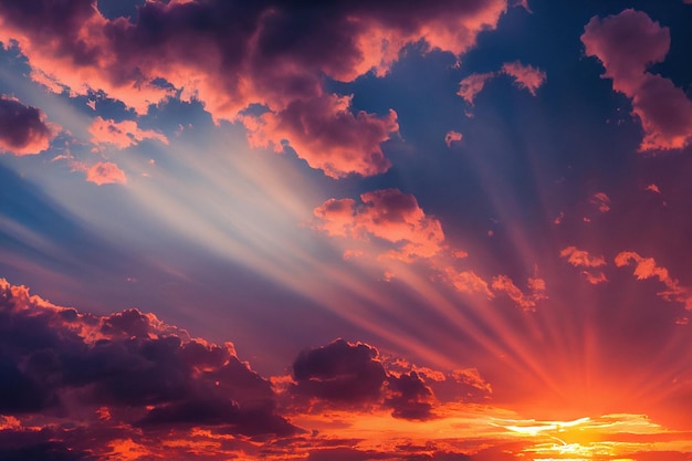 夕暮れ時の美しいオレンジ色の空と雲